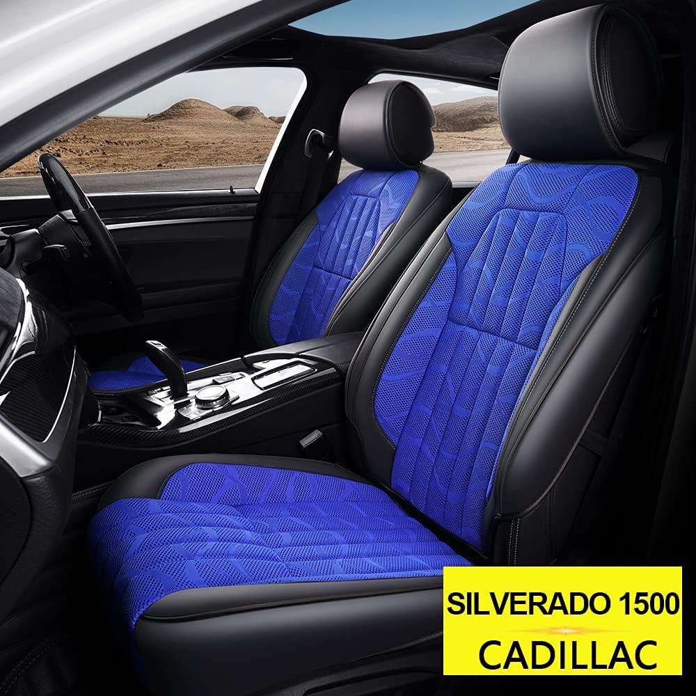 AOMSAZTO Custom Fit for Chevrolet 2001-2021 Silverado 1500 Faux Leather Car Seat Covers Full Set Compatible Airbag Silverado 1500 Seat Protector Comfortable and Breathable Black