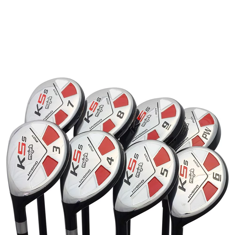 LEFT HANDED Majek Golf Senior Mens All Hybrid Complete Full Set, which Includes: #3, 4, 5, 6, 7, 8, 9, PW Senior Flex Total of 8 New Utility A Flex Clubs with Premium Men's Arthritic Grip - Curated Treasures Market