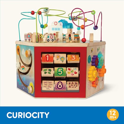 Battat – Wooden Activity Cube – City-Themed Activity Center – Educational Toys- Wooden Toys For Toddlers And Kids- 1 year +