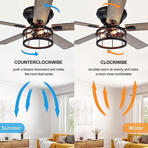 Breezary 52" Flush Mount Ceiling Fan with Light Remote Control, 5 Reversible Blades Indoor Low Profile Crystal Ceiling Fan Lighting Chandelier