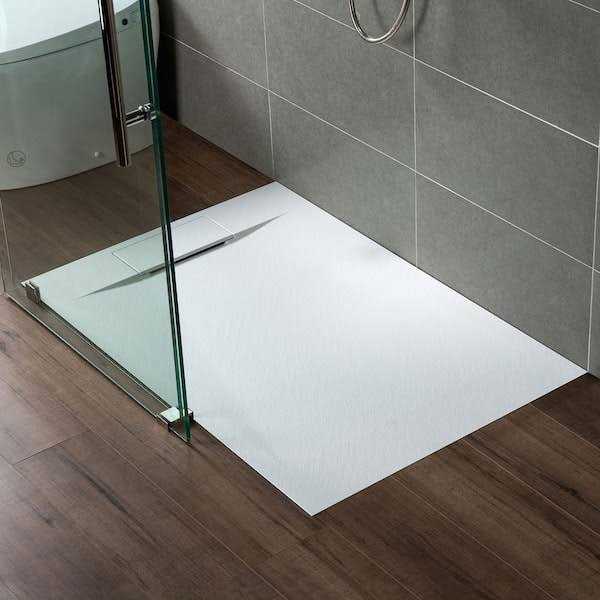 Woodbridge Alcove Zero Threshold Shower Pan Base with Left/Right Drain in White,Low Profile,Wheel Chair Access - Shop Hardware Tools Online Store