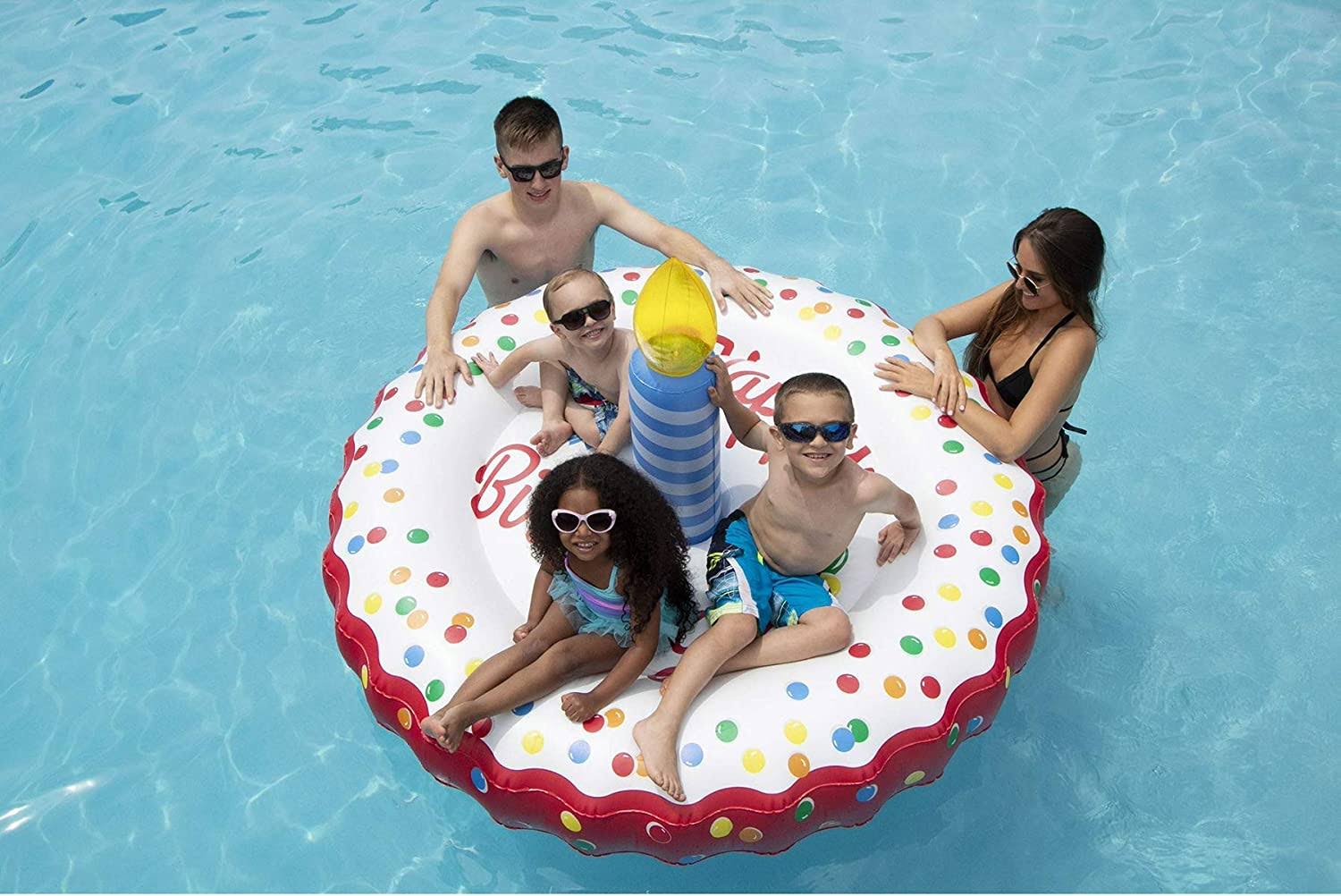 Swimline LED Birthday Cake Inflatable Pool Island