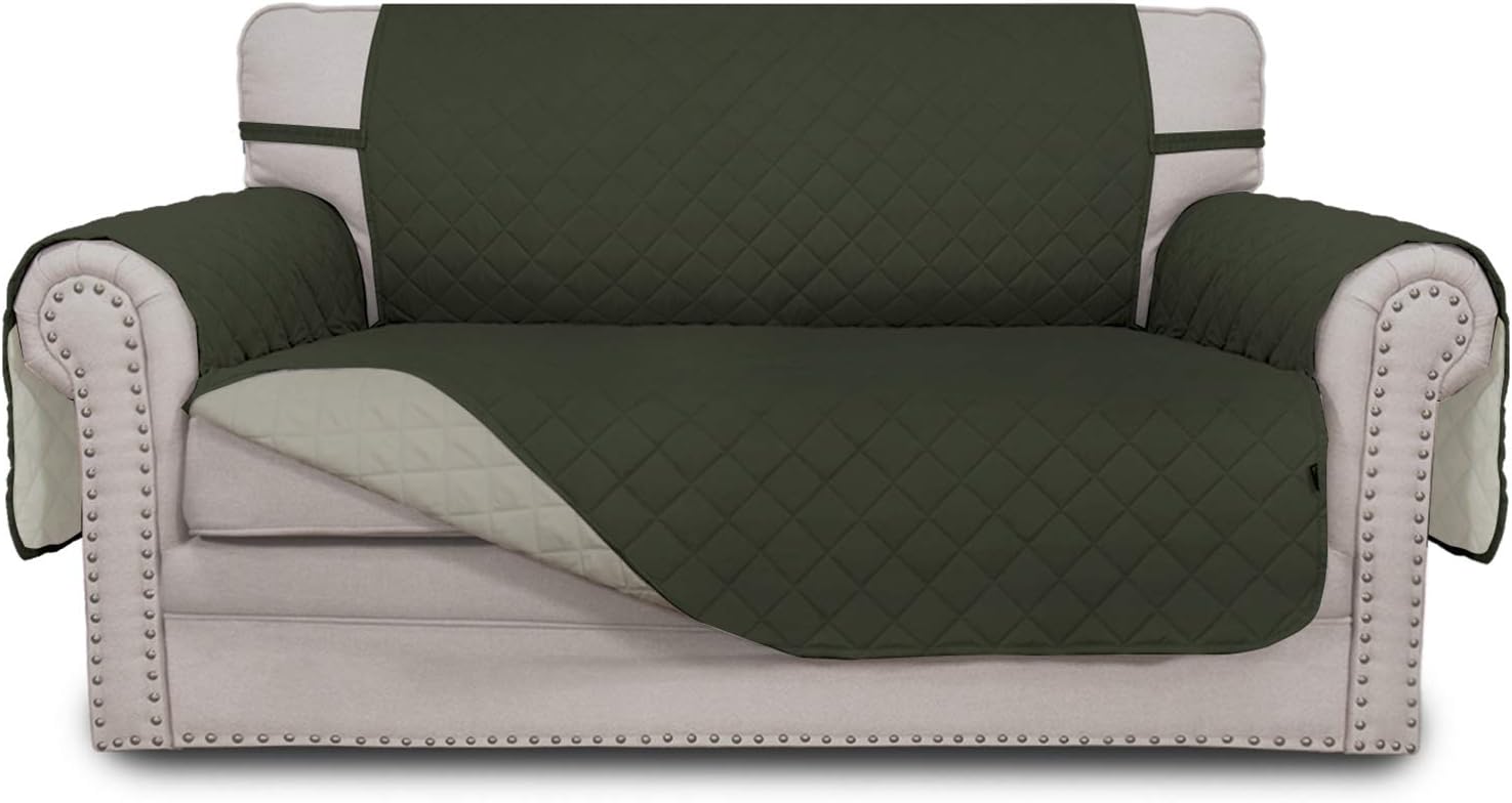 Easy-Going Sofa Slipcover Reversible Sofa Cover Water Resistant Couch Cover with Foam Sticks Elastic Straps Furniture Protector for Pets Kids Children Dog Cat (Sofa, Darkgray/Beige)
