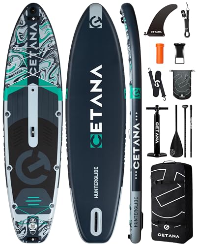 CETANA 11'6×35" Extra Wide Stand Up Paddle Board for Adults & Youth, 400lb Capacity Inflatable Paddle Board, Sup for 2+1 Person with Removable US Fin, 100L Backpack, Floating Paddle, Safety Leash