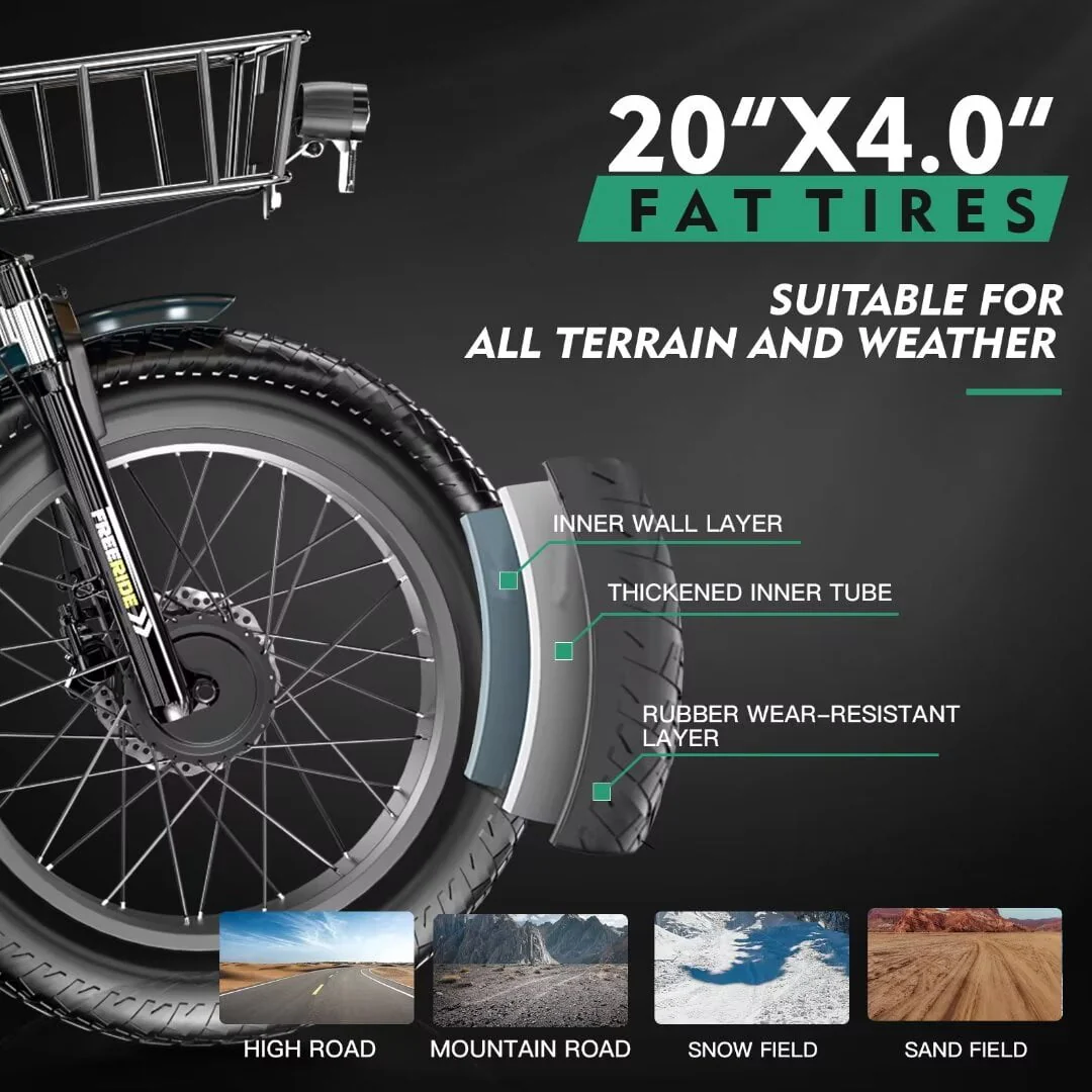 NAIZEA 20 Electric Trike Tricycle for Adults, 7 Speed Fat Tire Electric Trike, 3 Wheels Bike for Adults with Front and Rear Baskets, Lithium Battery UL Certified