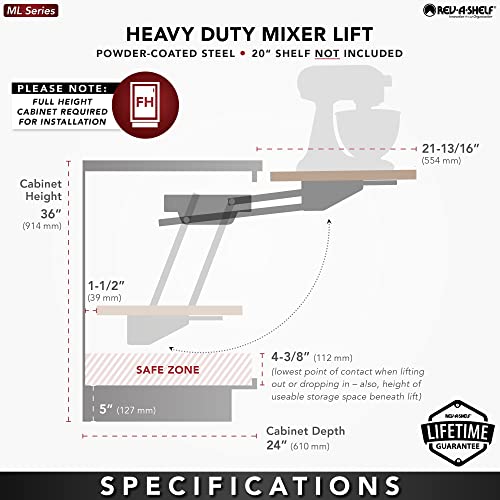Rev-A-Shelf Heavy-Duty Spring Loaded Appliance Lift Assist Kitchen Cabinet Mechanism for Small Kitchen Appliances, Zinc