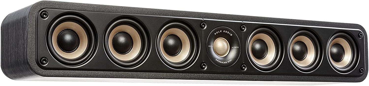 Polk Signature Elite ES35 Slim Center Channel Speaker - Hi-Res Audio Certified, Dolby Atmos & DTS:X Compatible, 1" Tweeter & (6) 3" Woofers, Dual Power Port for Effortless Bass, Contemporary Walnut