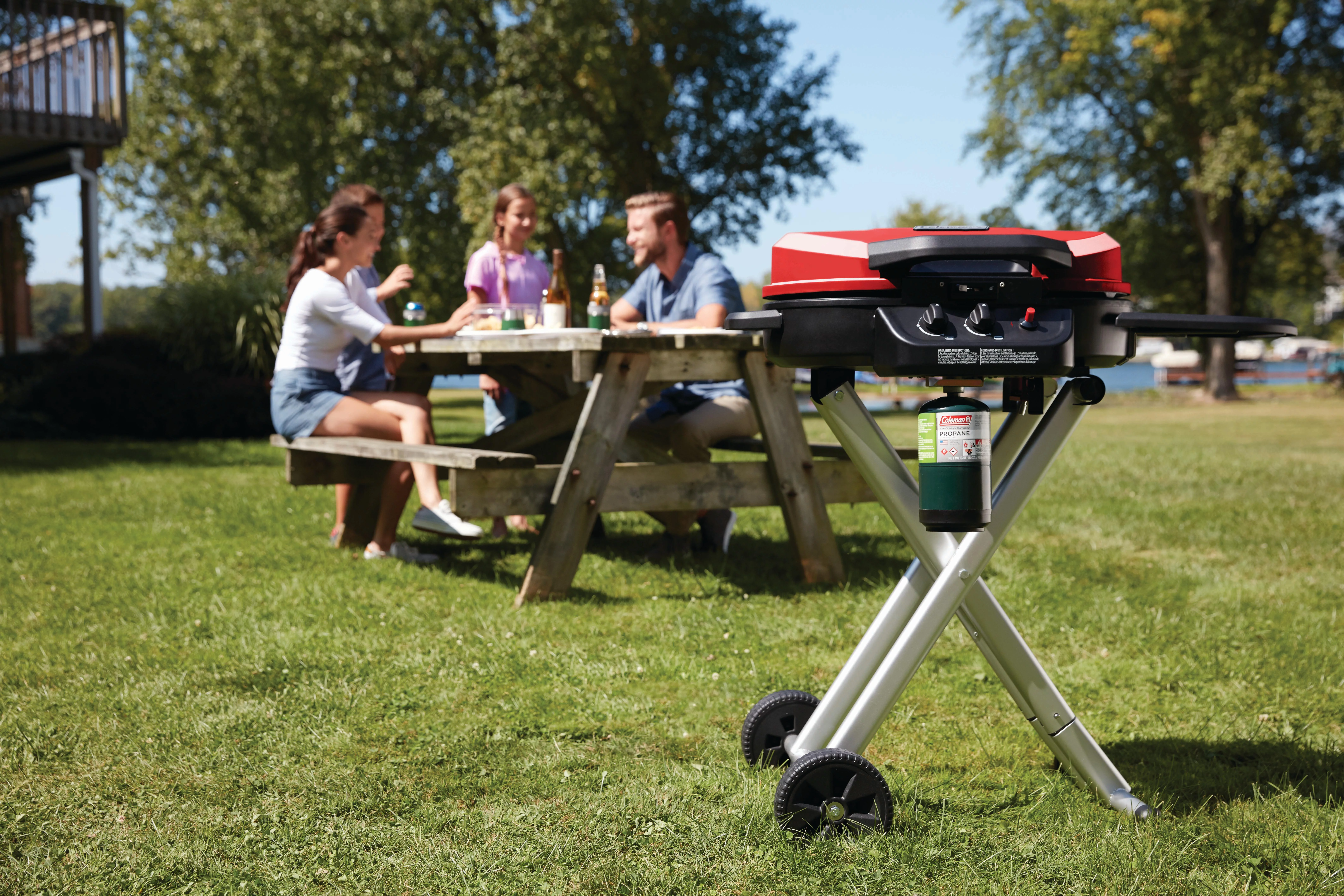 Coleman RoadTrip 225 Standup Propane Gas Grill, Red