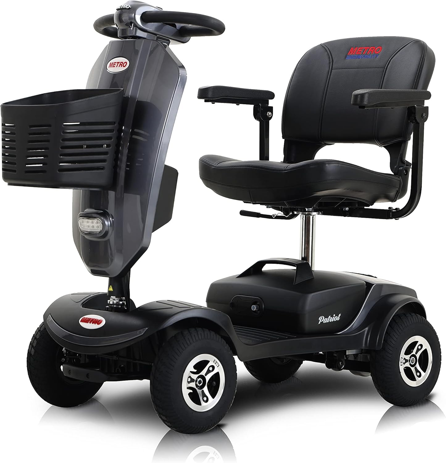 Metro Mobility 4 Wheel Electric Powered Mobility Scooter Compact Travel Lightweight Scooter for Travel, Adults,300 lbs Max Weight,10 Miles Range,Adjustable Seat,Storage Basket,Electromagnetic Braking