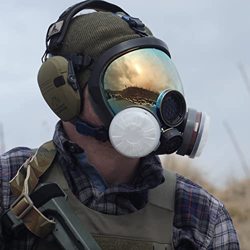 Parcil Distribution Survival & Tactical Full Face Respirator Gas Mask - Impact Resistant- 40mm Gas Filter Canister