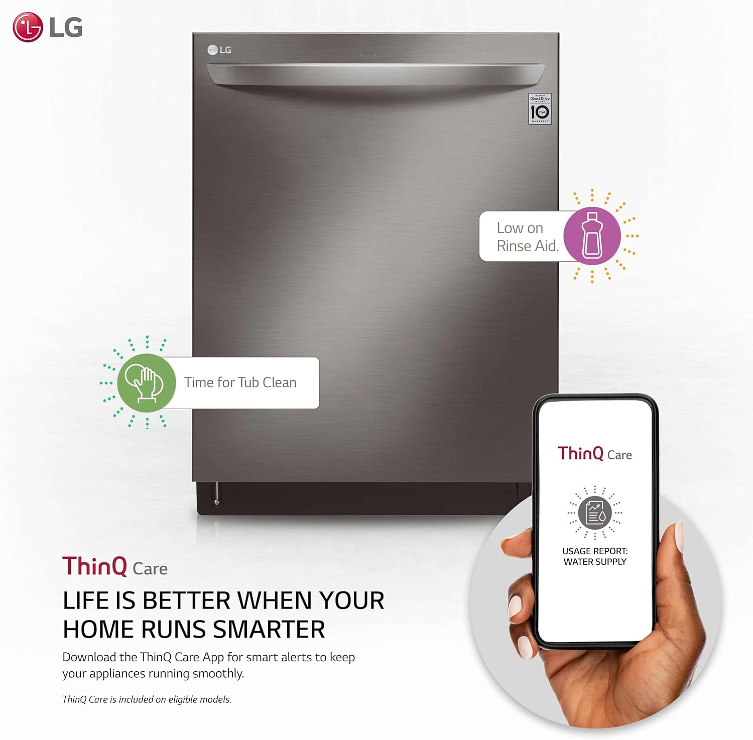 LG LDT7808BD 42dB Black Stainless Top Control Dishwasher