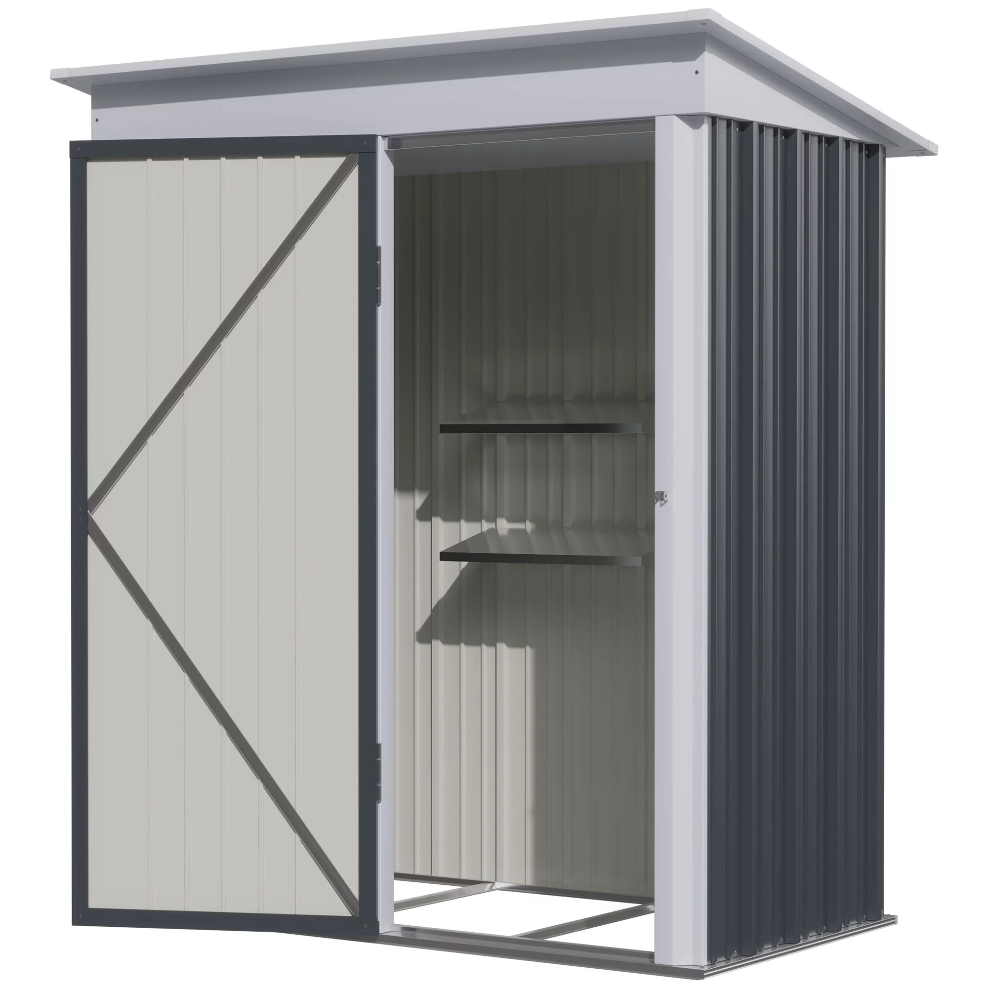Outsunny Garden Storage Shed All Weather Steel Garage Tool House w/ Lockable Door
