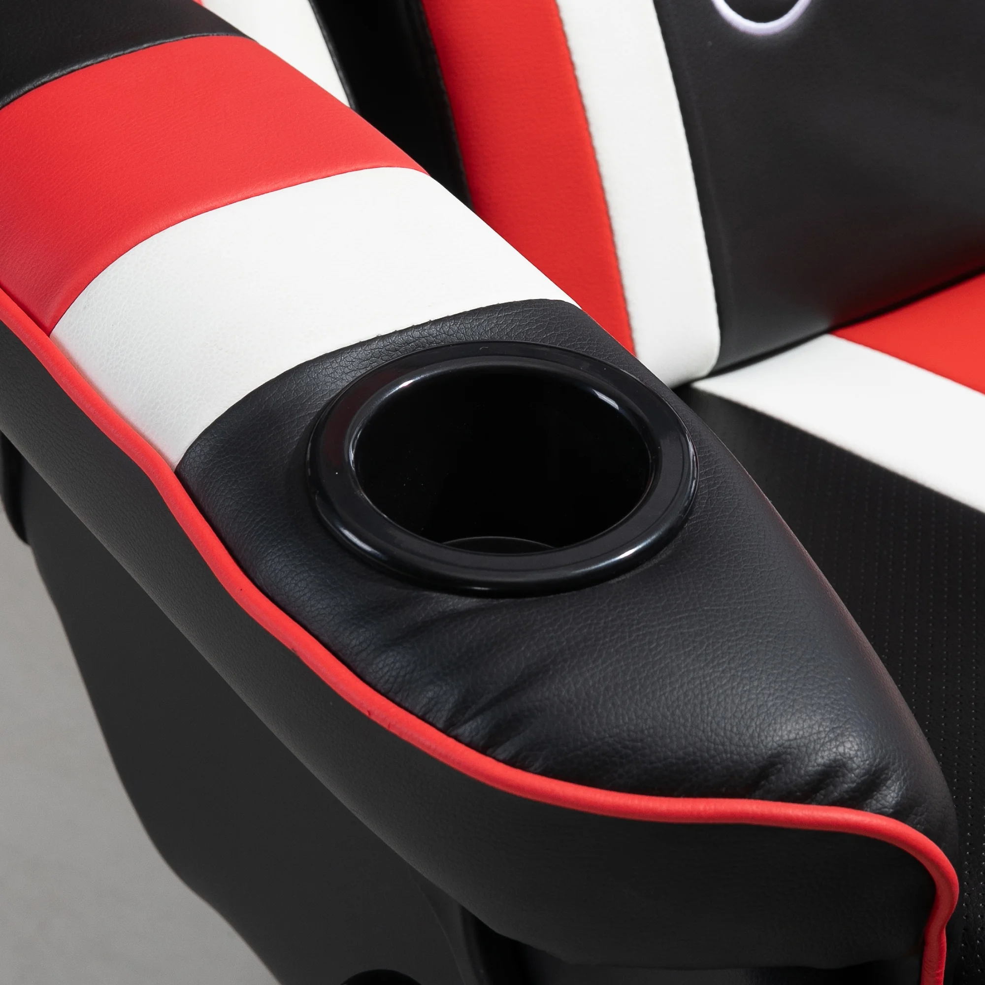 Vinsetto Gaming Chair, Racing Style Computer Recliner with Lumbar Support, Footrest and Cup Holder, Black/White/Red