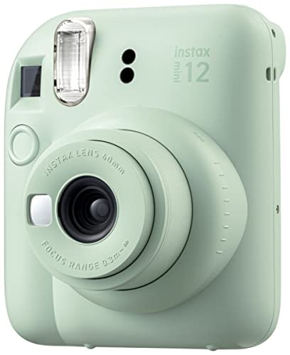 Fujifilm Instax Mini 12 Instant Film Camera Pastel Blue, Fujifilm Instax Mini Twin Pack Instant Film 20 Prints, Protective Case, Gift Bundle