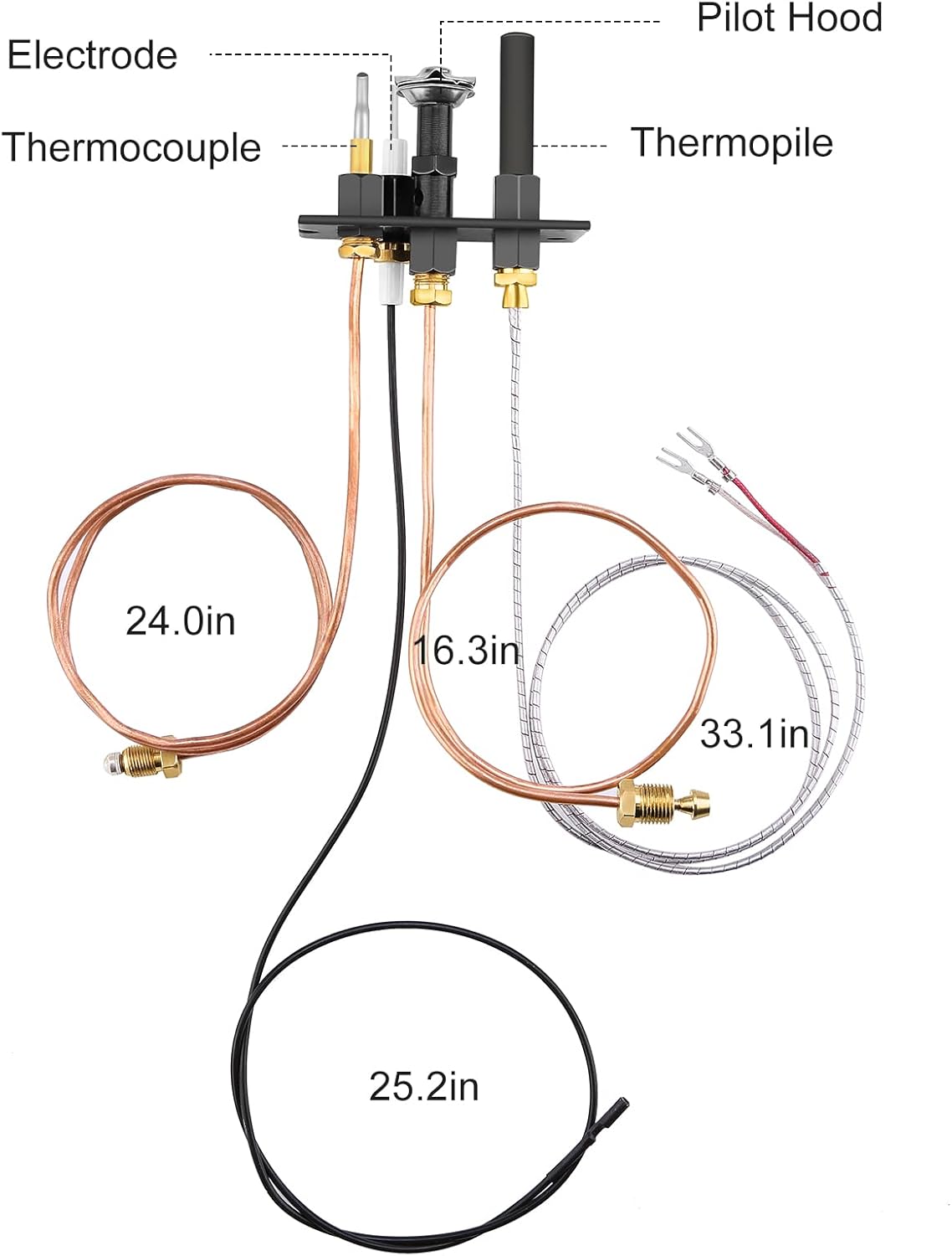 WADEO Propane and Natural Gas Pilot Assembly, 3 Way Pilot Replacement for HHT, Majestic, Monessen, Temco, Vermont Castings Fireplace and Stoves, Replaces 10002264