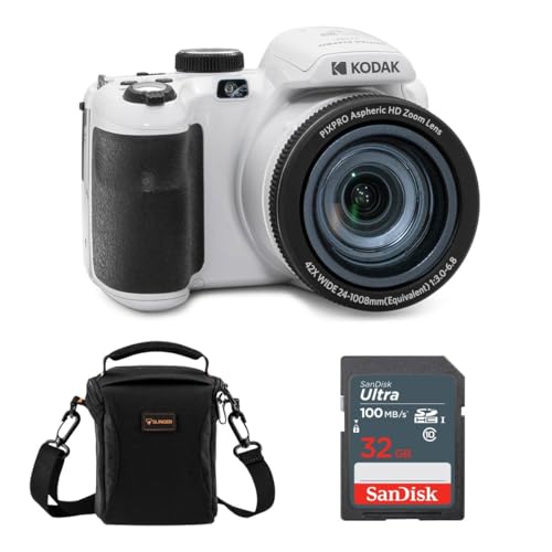Kodak PIXPRO AZ425 Astro Zoom 20MP Full HD Digital Camera, Red, Bundle with 32GB Memory Card and Camera Bag
