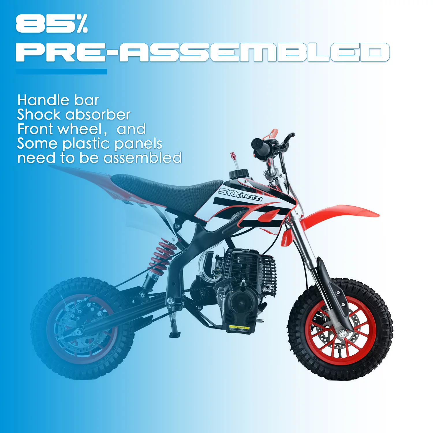 SYX MOTO MT-2 Gas Power 40cc 4 Stroke Kids Dirt Bike, Pull Start, Red, Brand New - Curated Treasures Market