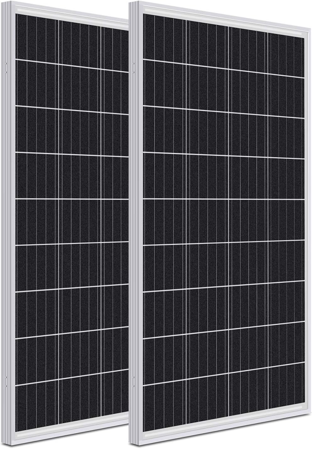 WEIZE 200 Watt 12 Volt Monocrystalline Solar Panel, 2 Pack of 12V 100W High-Efficiency Monocrystalline PV Module for Home, Camping, Boat, Caravan, RV, and Other Off-Grid Applications