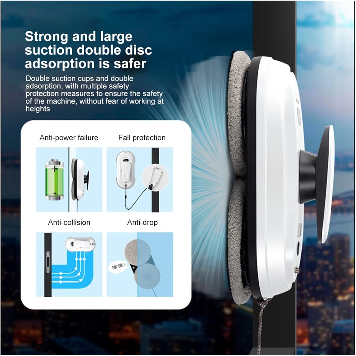 Automatic Window Washer Water Spray Window Cleaning Robot Vacuum Cleaner Intelligent Obstacle Avoidance Automatic Window Glass Cleaning Machine for Windows, Tiles, Bathrooms Cleaning Robot