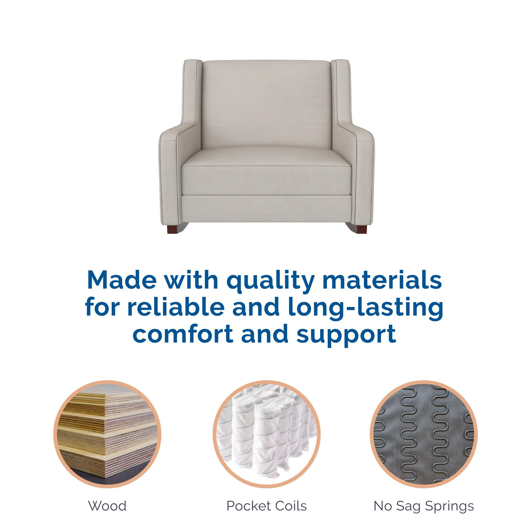 Baby Relax Hadley Upholstered Double Rocker Chair, Beige Microfiber