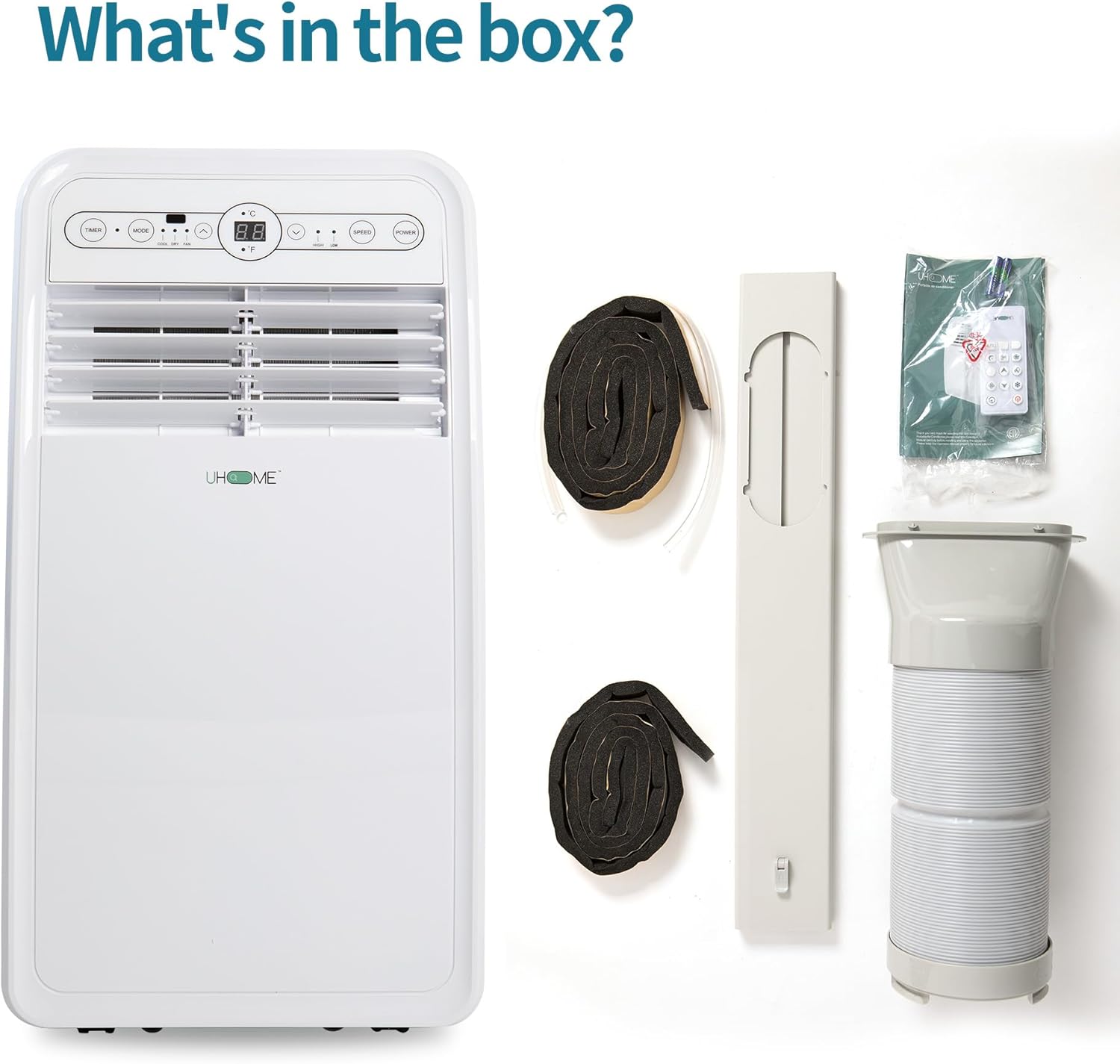 8000 BTU Portable Air Conditioner, 3-in-1 function Portable AC unit with Cooling, Dehumidifier, Fan, White, 24H Timer