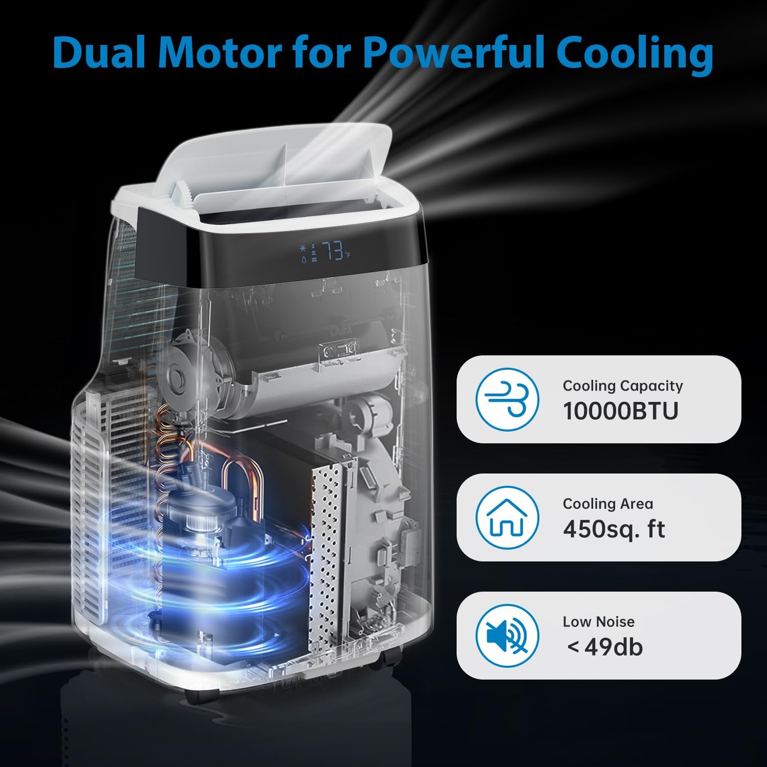 Portable Air Conditioner 10,000BTU Air Conditioner for Room up to 450 Sq. Ft, 3-in-1 Standing Cooling AC Unit with Dehumidifier, Fan, Sleep Mode, 24H Timer & Remote Control for Bedroom Home Office