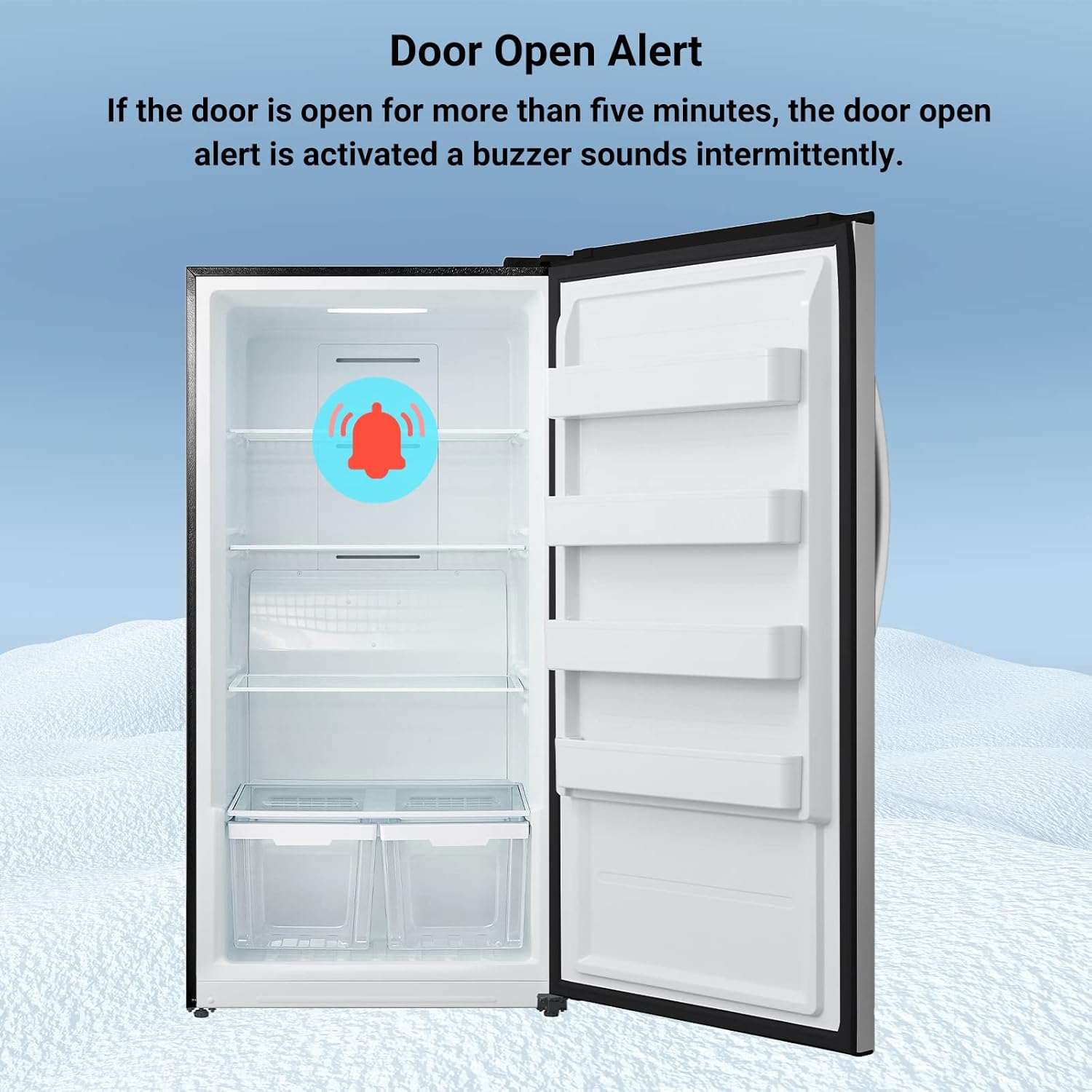 17 Cu. Ft Upright Freezer, Stand Up Freezer, Freestanding Vertical Freezer with Garage Ready, Front Open Single Door, Stainless steel