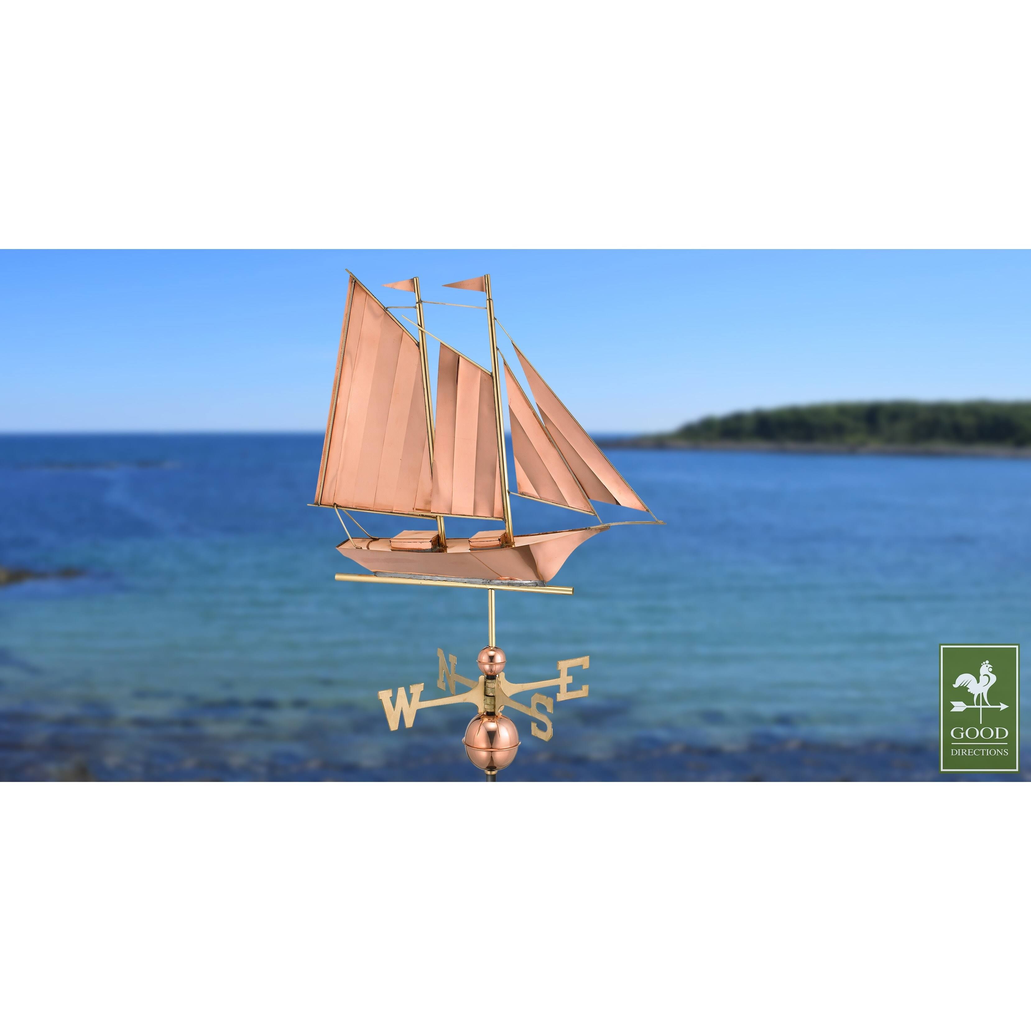 Good Directions - Schooner Polished Copper Weathervane