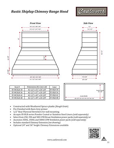 30" Castlewood Rustic Shiplap Chimney Range Hood - Farmhouse White (42-1/2" H | 31" W | 20-3/8" D)