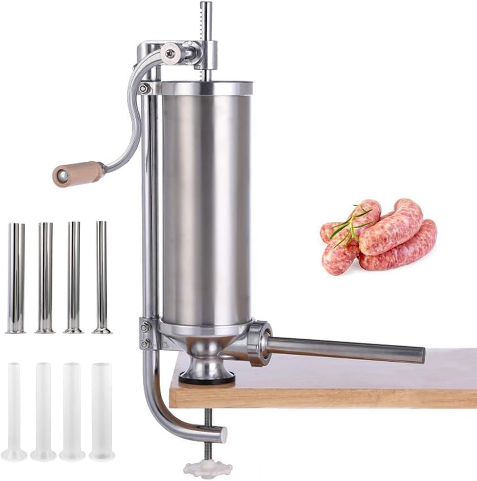 MASTER FENG Sausage Stuffer, Vertical Stainless Steel Sausage Maker Packed with 8 Tubes, Commercial and Household Use (5LBS/3L) Pack of 2