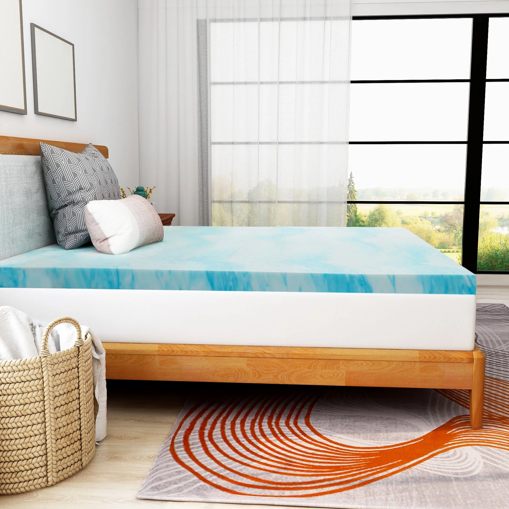 4''KING Memory Foam Mattress Topper, Cooling Gel Mattress Topper CertiPUR-US Certified