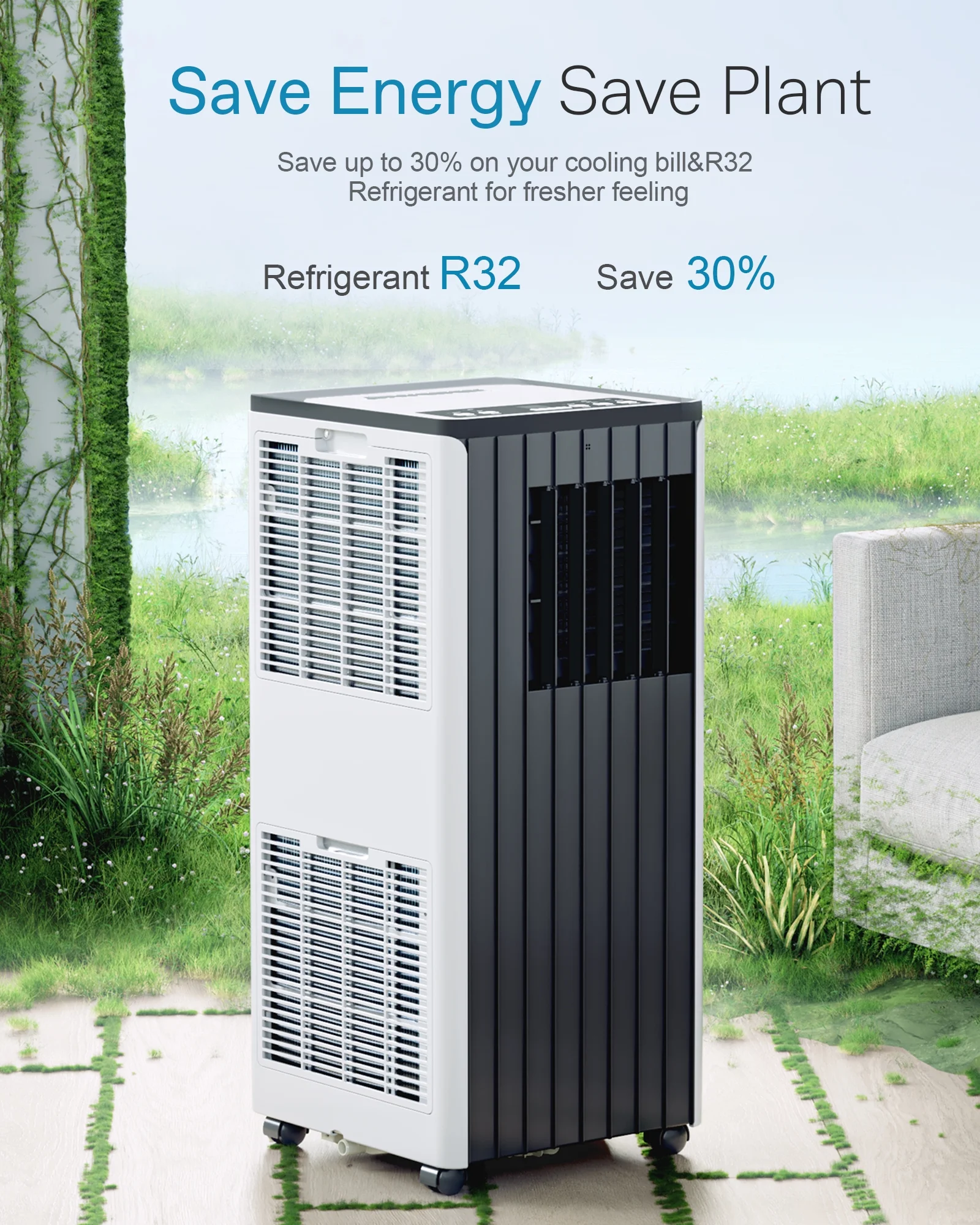 FIOGOHUMI 10000BTU Portable Air Conditioner - Portable AC Unit with Built-in Dehumidifier Fan Mode for Room up to 350 sq.ft. - Room Air Conditioner with 24Hour Timer & Remote Control Window Mount Kit