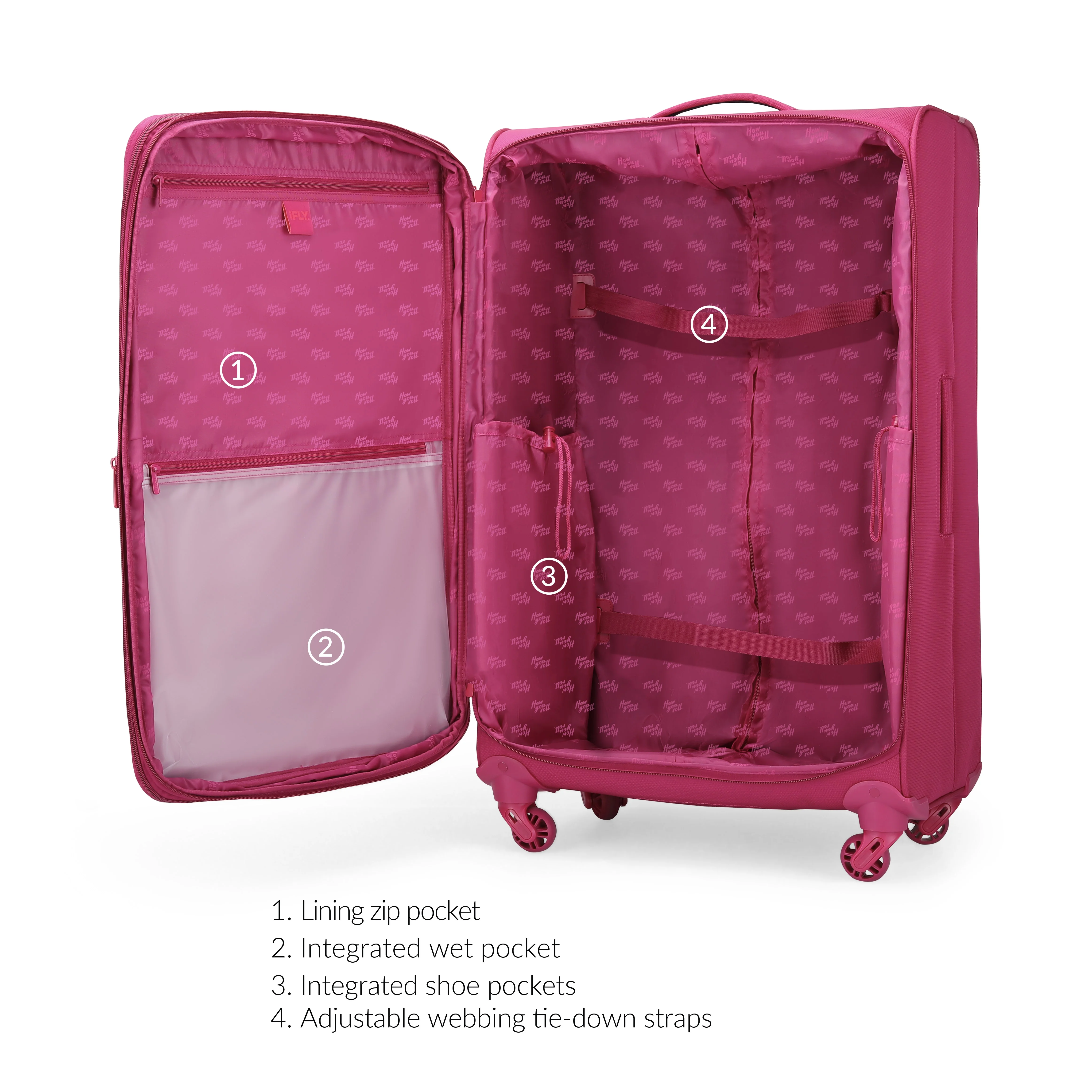 iFLY Softside Passion 20" Carry-on Luggage, Fuchsia
