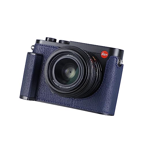 Camera Half Case for Leica Q3,SIUTATDSH Vintage Metal Genuine Leather Camera Protective Cases Stylish Portable Shockproof (BlackC)