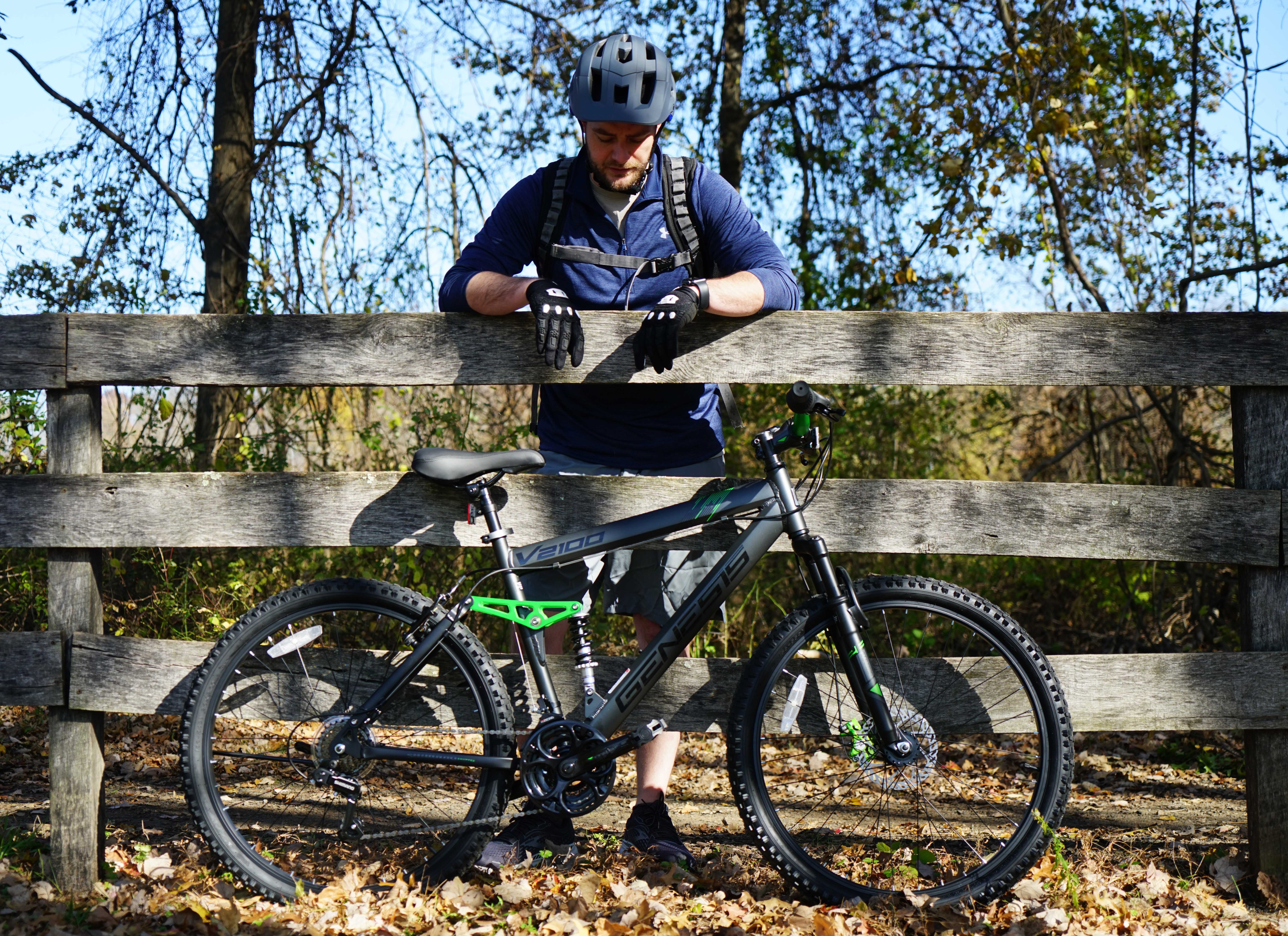 Genesis 26" V2100 Men's Dual Suspension Mountain Bike, Slate Gray