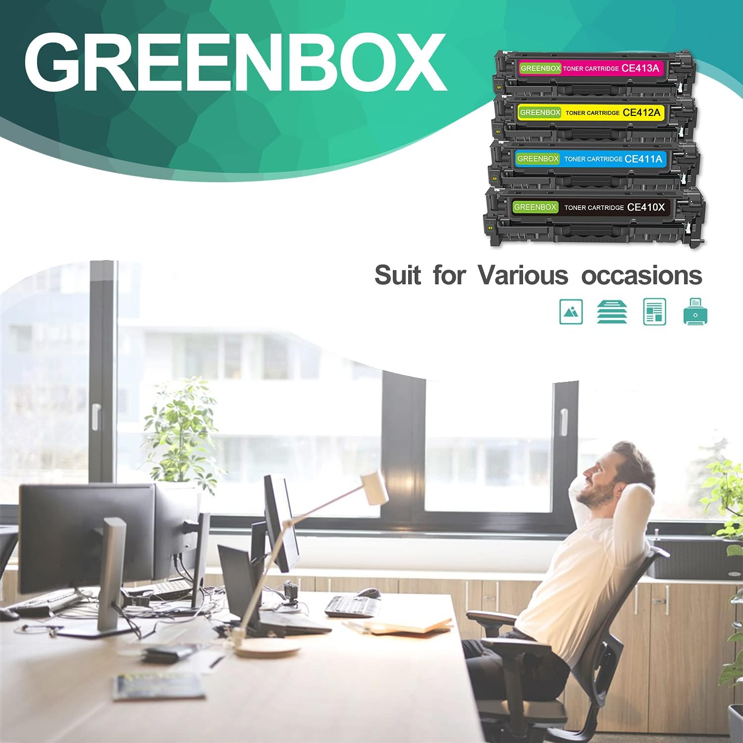 GREENBOX Compatible Toner Cartridge Replacement for HP 305X 305A for Pro 400 Color M451dw M451dn M451nw MFP M475dw M475dn M375nw Printer (1 Black, 1 Cyan, 1 Magenta, 1 Yellow)