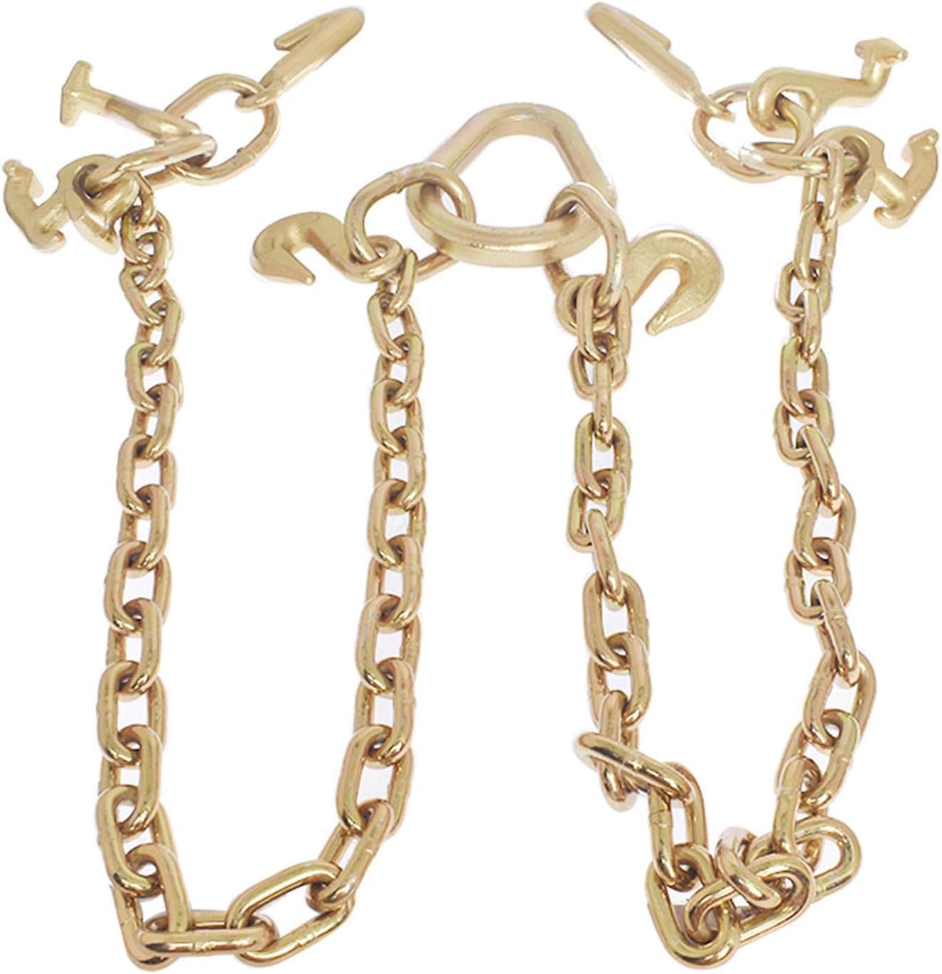 labwork Tow Chain Grade 70 Chain V-Bridle with RJT Cluster Hooks Tow Truck Winch Cable Pull Wrecker Recovery Grab Pack of 2