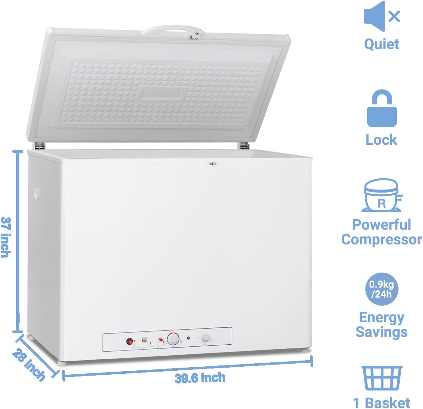 Propane Freezer 7 Cu.Ft, 110V/LPG Deep Chest Freezers with Lock, Top Open Door, 2-Way Off-grid Gas Freezer for Outdoor, Camping, Boondocking, White