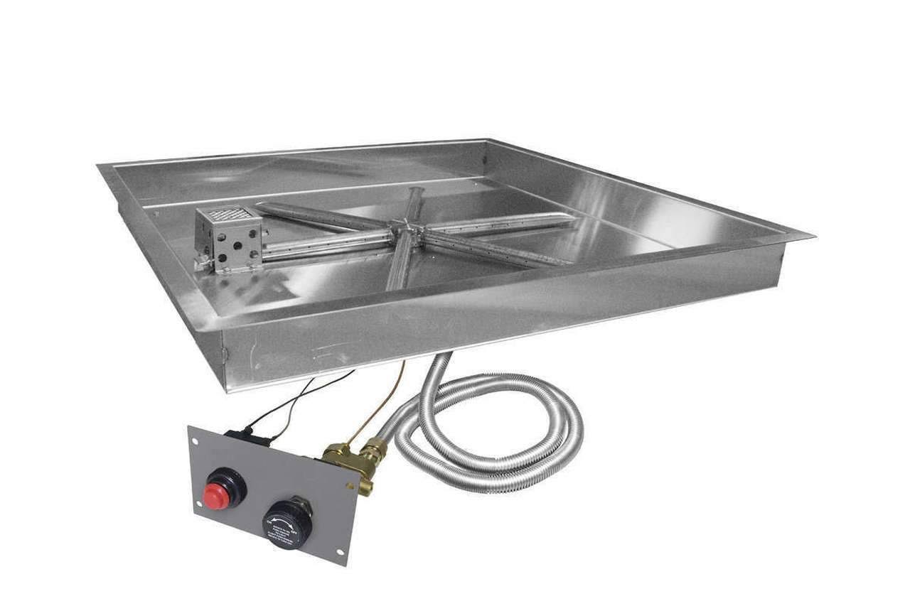 Firegear 26x22 SS Square Pan GAS Fire Pit Insert FPB-26SBS22MT-N