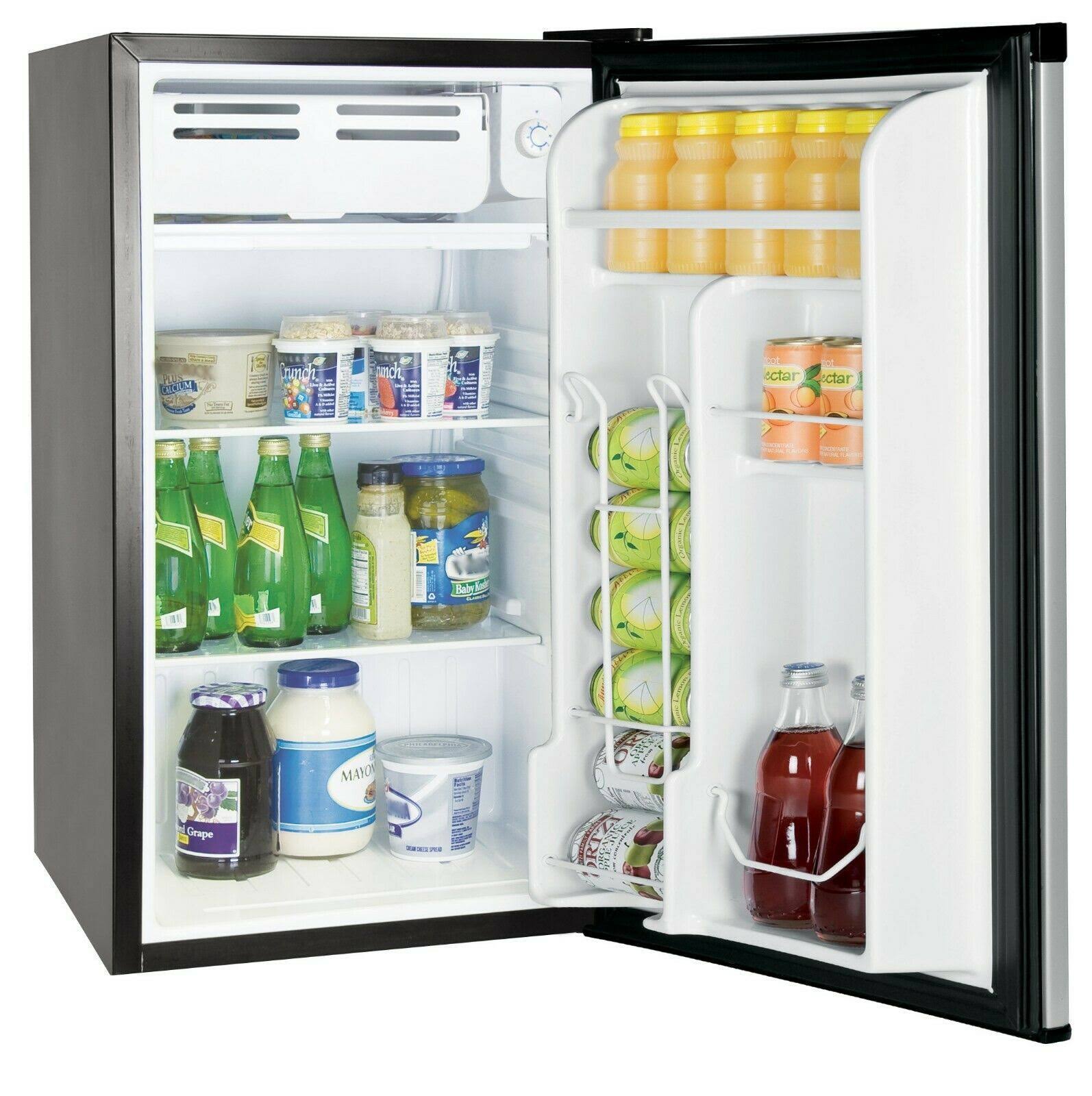 RCA Single Door Mini Fridge with Freezer, Silver