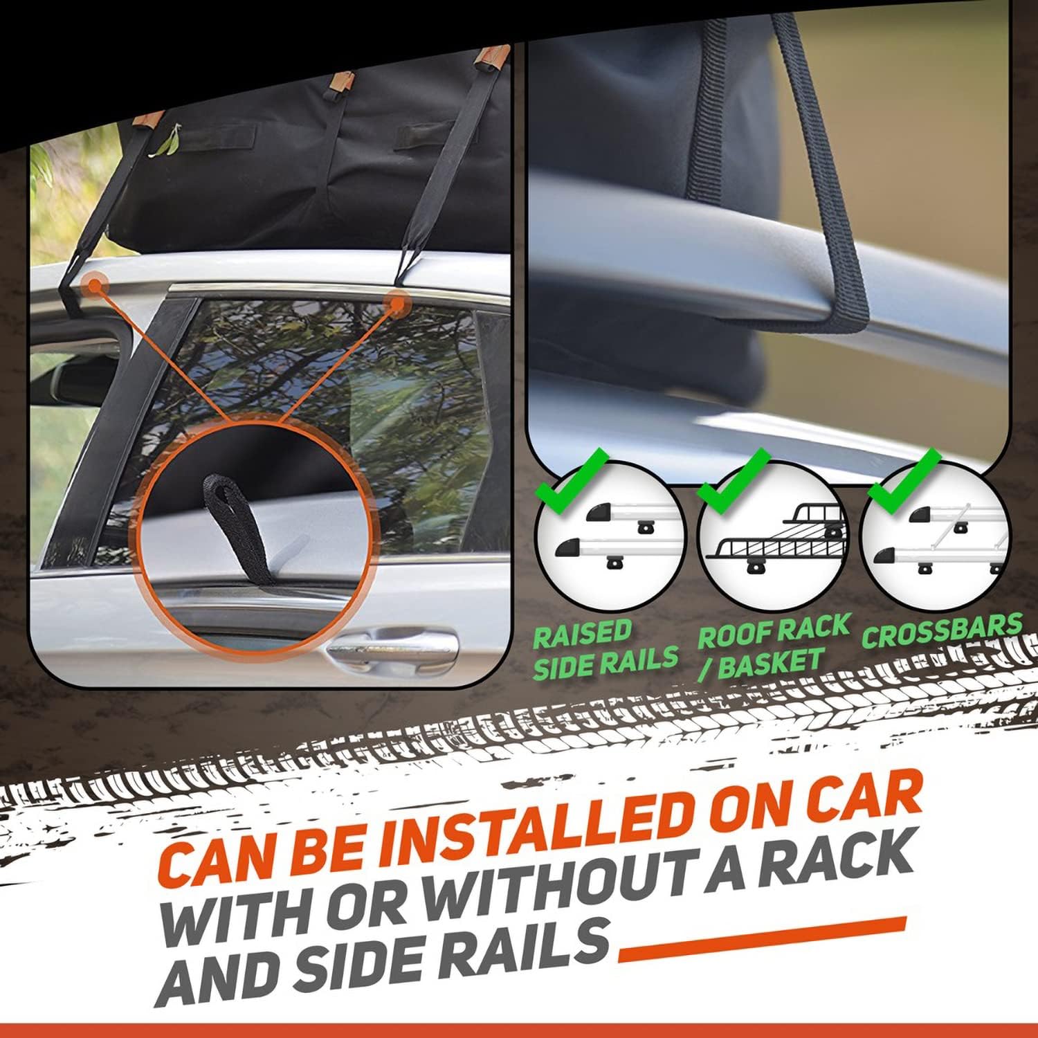 RoofPax Car Roof Bag & Rooftop Cargo Carrier. 19 Cubic Feet. Waterproof Excellent Military Quality Car Top Carrier. Heavy Duty RoofBag. Fits All Vehicle with/Without Rack. 4+2 Door Hooks Included