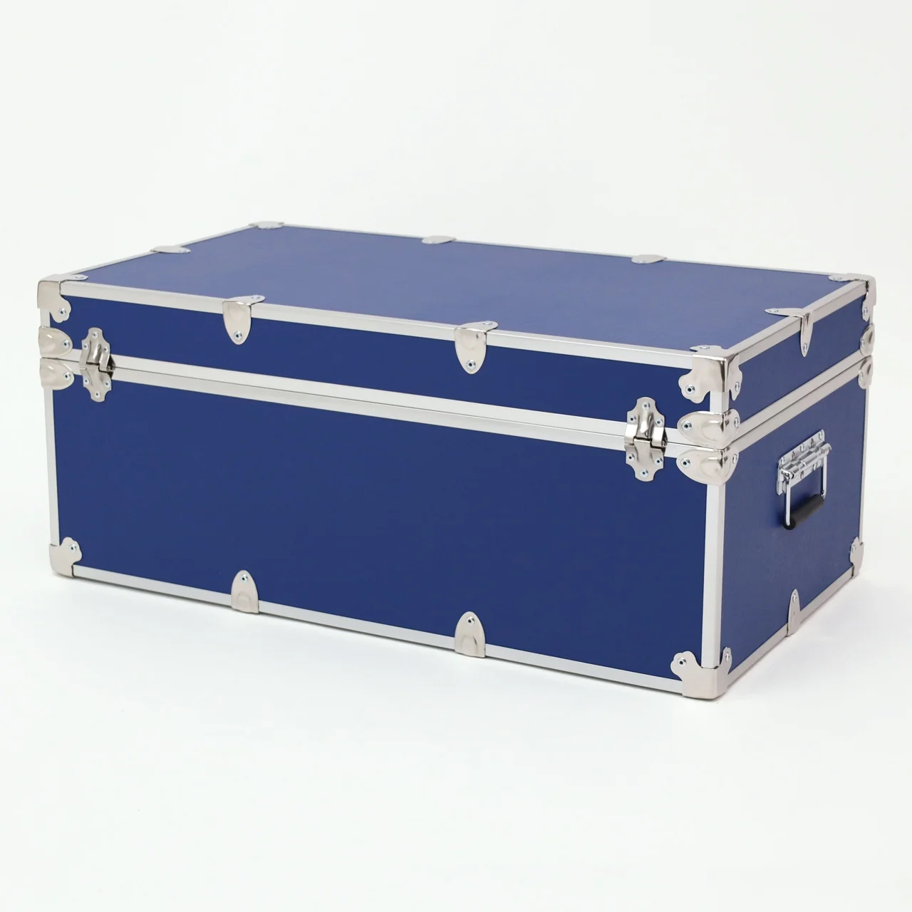 Rhino Trunk & Case Essential Summer Camp Trunk with Wheels - Camping Storage Chest - Ideal Trunk Size for Campers - Strong 1000+ Pounds Sitting Capacity Trunks 32"x18"x14" (Royal Blue)