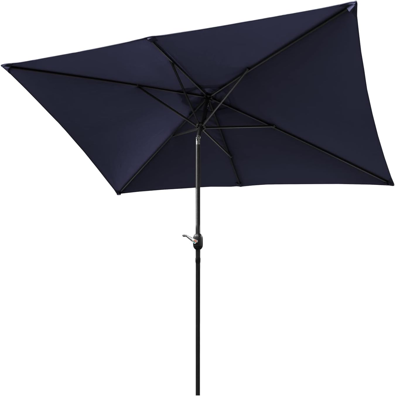 SFJ-CA Rectangular Umbrella Outdoor Market Patio Table Umbrella Polyester Fabric Alloy Bracket Tilt and Crank, Suitable for Market Garden Beach Pool - Navy Blue