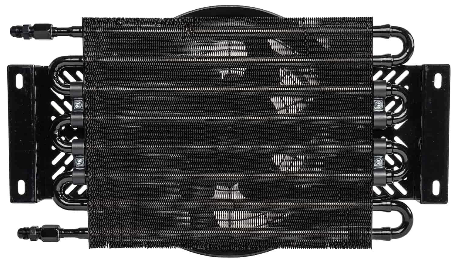 JEGS High Performance Transmission Oil Cooler - 26,000 GVW, Dual Push/Pull Cooler Fan, 11” Diameter, 500CFM, 5.6AMP Draw - 11.25 inches x 18.5 inches x 3.75 inches, 6 an Connections Trans Cooler
