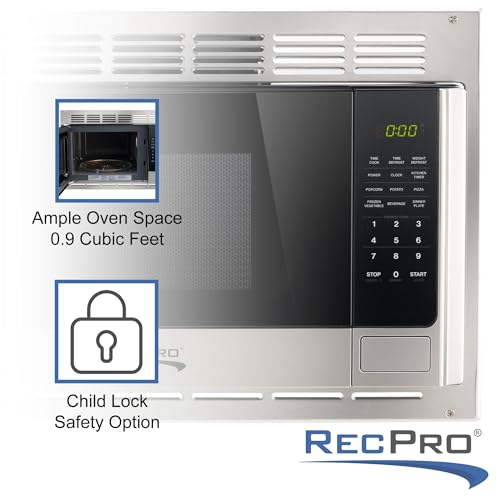 RecPro RV Microwave with Trim Kit | 1.0 Cu. Ft. | 900W | Direct replacement for Greystone and High Pointe