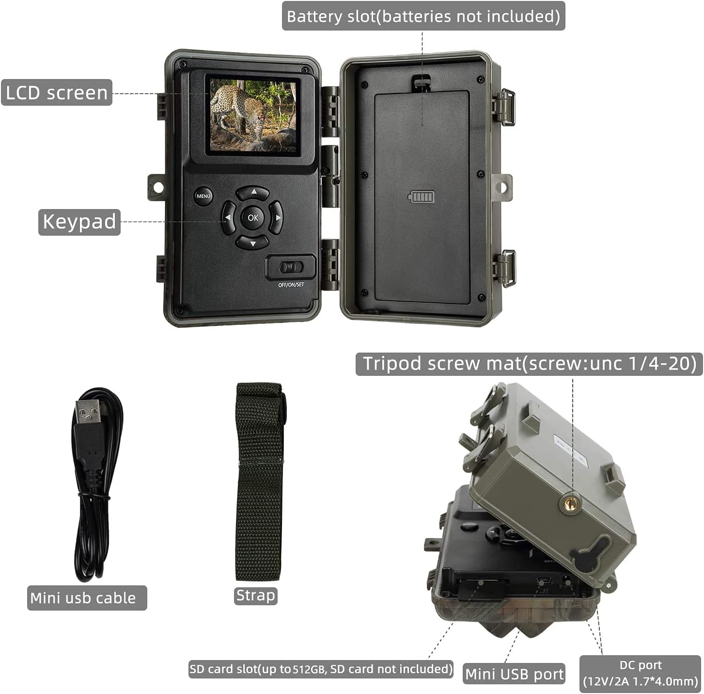 Professional Game & Deer Trail Camera with 100ft Night Vision 24MP Photo 1296P H.264 MP4 Video 0.1S Trigger Motion Activated Waterproof for Outdoor Wildlife Hunting & Home Security Surveillance