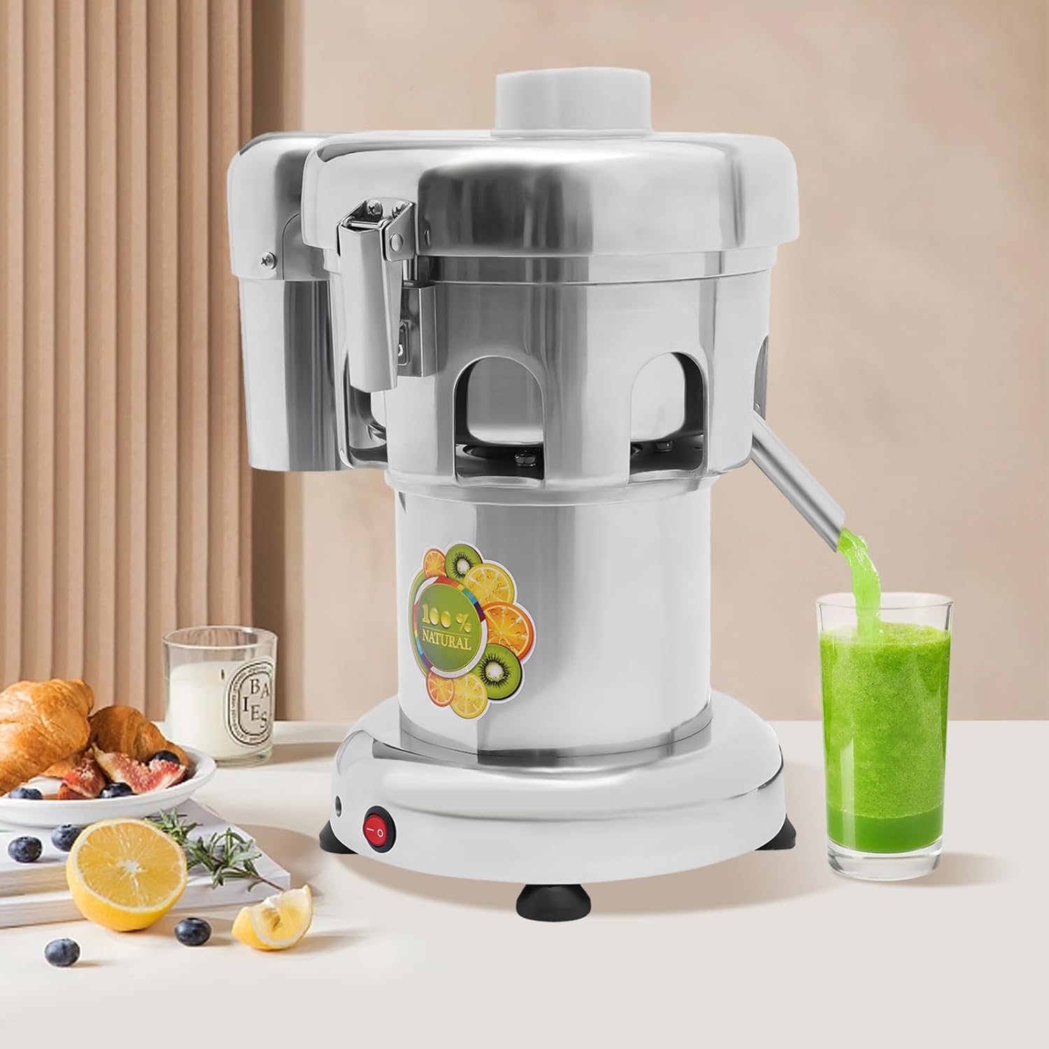 Commercial Juicer Machine 110V 370W Electric Fruit Juicer Machine Stainless Steel Centrifugal Juice Extractor 0-100Kg / Hr Juice Extractor for Nutrient Fruits and Vegetables