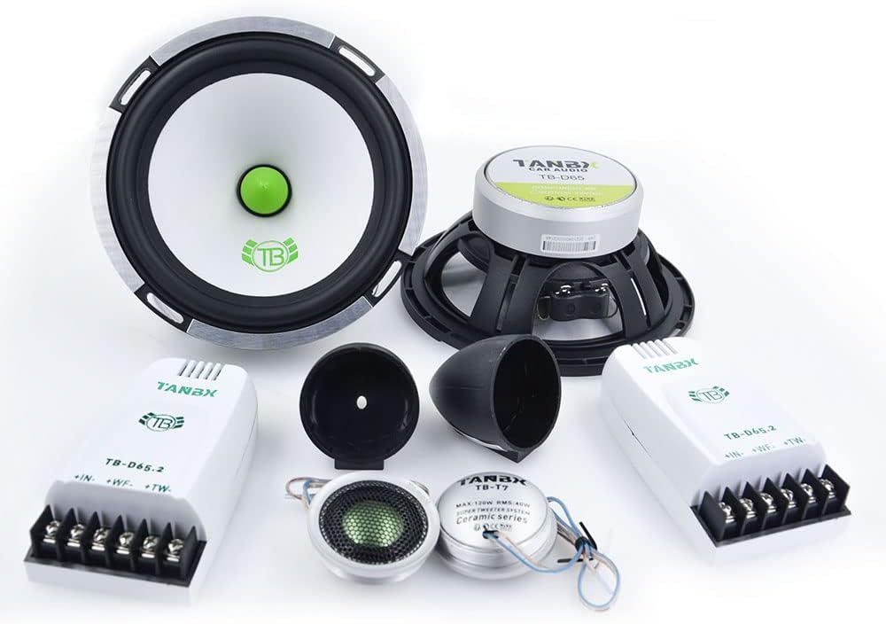 MIYUE 6.5 Car Component Speakers 2-Way Full Range Audio System Midrange Speakers with Tweeters 320W 4OHMS Aluminum Cone(TB-65.2 Aluminum Cone)