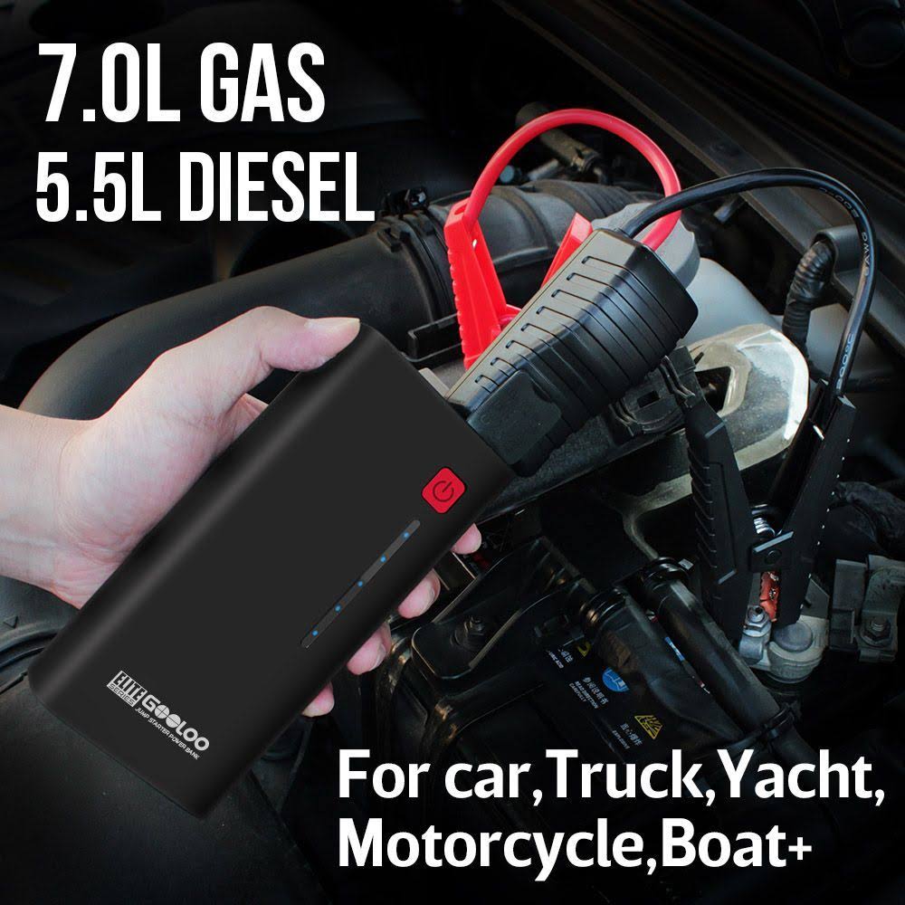 Gooloo 1200A Peak 18000mAh Supersafe Car Jump Starter with USB Quick Charge 3.0