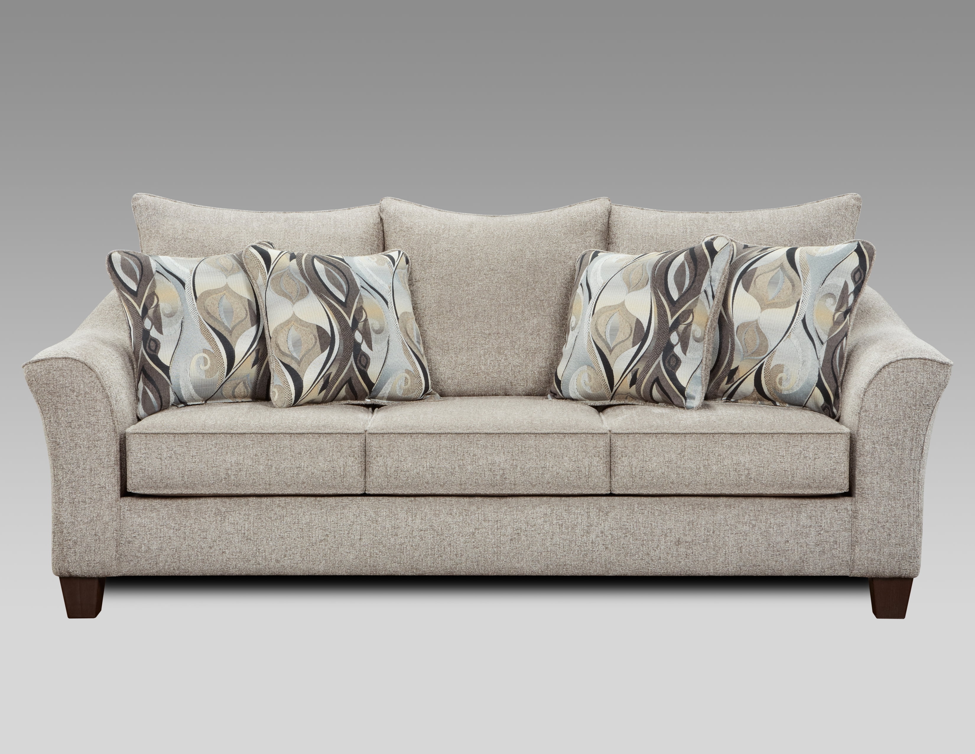 Roundhill Furniture Camero Pillowback Sofa and Loveseat Set, Fabric, Platinum